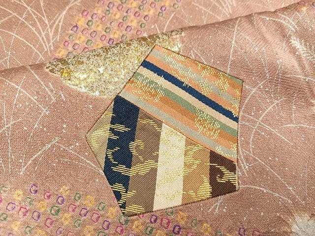 平和屋着物●訪問着　絞り　刺繍　切嵌雪輪草花文　金銀彩　正絹　逸品　未使用　AABM1218ph