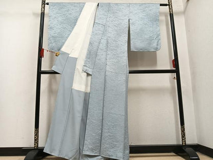 平和屋着物●上質な色無地　霞地紋　蕎麦切色　正絹　逸品　AABM1219ph