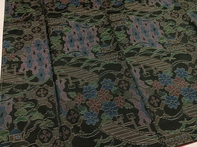 平和屋着物●本場大島紬　風景草花文　正絹　逸品　未使用　AABM1220ph