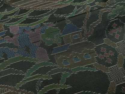平和屋着物●本場大島紬　風景草花文　正絹　逸品　未使用　AABM1220ph