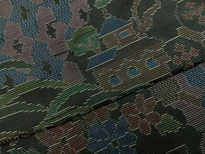 平和屋着物●本場大島紬　風景草花文　正絹　逸品　未使用　AABM1220ph