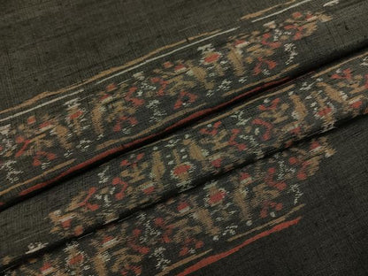 平和屋着物●上質な紬　幾何学文様　正絹　逸品　AABM1221ph