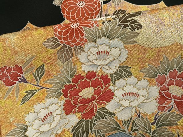 平和屋着物●豪華黒留袖　作家物　駒刺繍　花鳥文　金彩　正絹　逸品　AABM1222ph