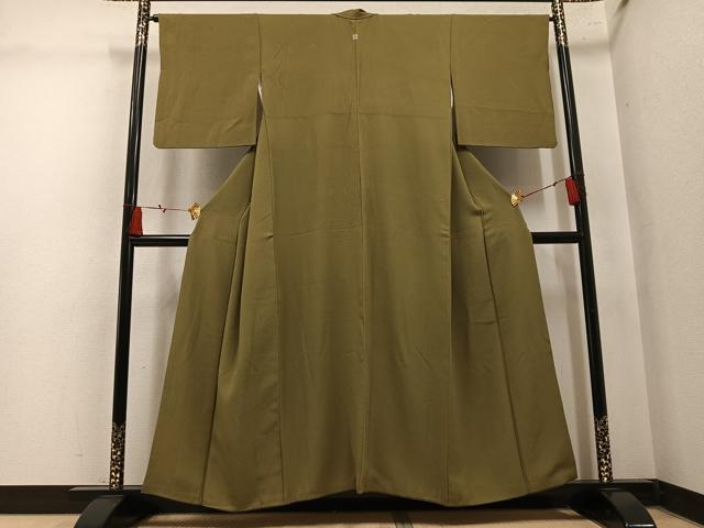 平和屋着物●上質な色無地　油色　正絹　逸品　AABM1229ph