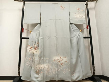 平和屋着物●訪問着　刺繍　草花文　暈し染め　正絹　逸品　AABM1230ph