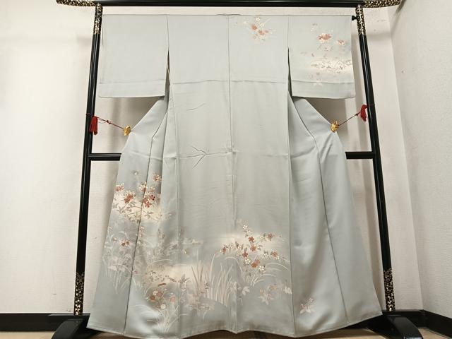 平和屋着物●訪問着　刺繍　草花文　暈し染め　正絹　逸品　AABM1230ph