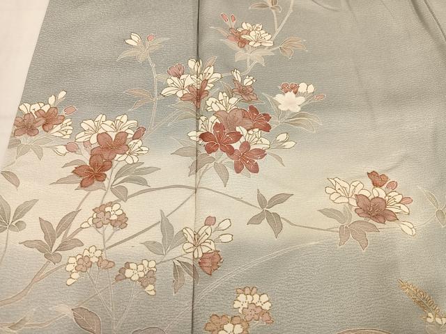 平和屋着物●訪問着　刺繍　草花文　暈し染め　正絹　逸品　AABM1230ph