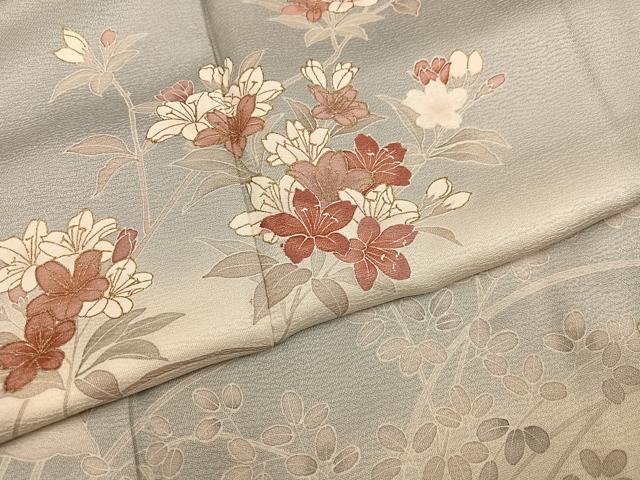 平和屋着物●訪問着　刺繍　草花文　暈し染め　正絹　逸品　AABM1230ph