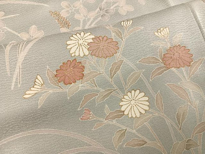 平和屋着物●訪問着　刺繍　草花文　暈し染め　正絹　逸品　AABM1230ph