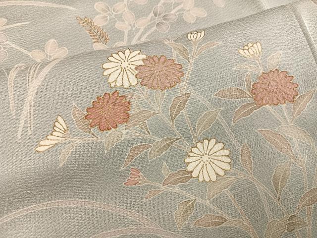平和屋着物●訪問着　刺繍　草花文　暈し染め　正絹　逸品　AABM1230ph