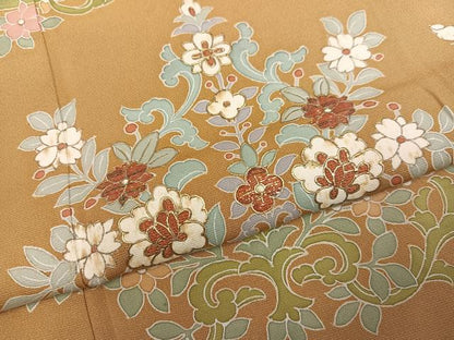 平和屋着物●訪問着　作家物　草花文　金彩　正絹　逸品　AABM1234ph