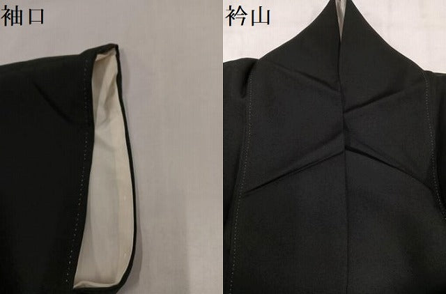 平和屋着物●豪華黒留袖　作家物　駒刺繍　群れ鶴草花文　金彩　正絹　逸品　AABM1236ph