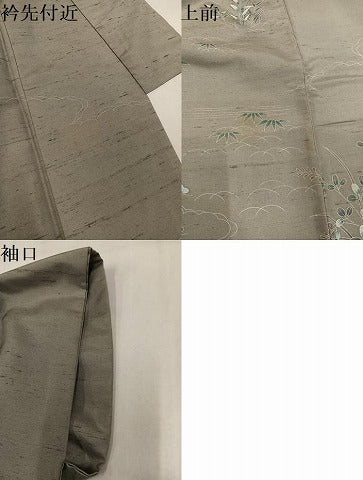 平和屋着物●訪問着　友禅　作家物　紬地　風景草花文　暈し染め　正絹　逸品　AABM1240ph