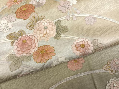 平和屋着物●中国三大刺繍　相良刺繍　総刺繍　訪問着　草花文　暈し染め　金銀糸　正絹　逸品　AABM6241ph
