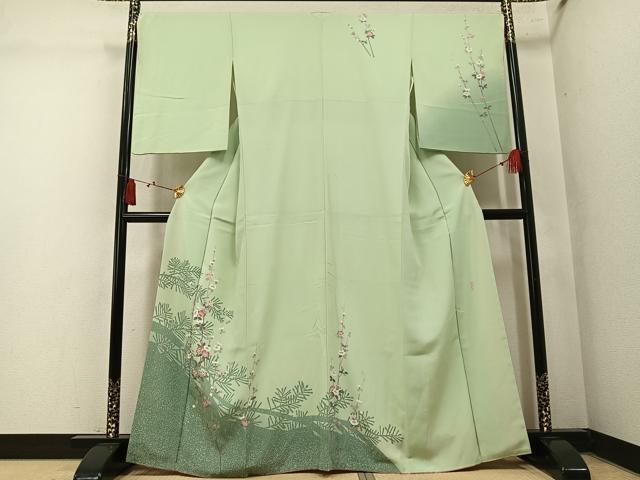 平和屋着物●訪問着　友禅　作家物　枝花文　正絹　逸品　AABM1242ph