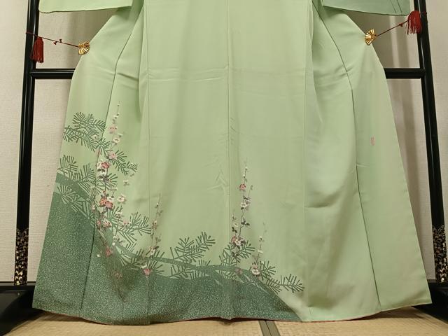 平和屋着物●訪問着　友禅　作家物　枝花文　正絹　逸品　AABM1242ph