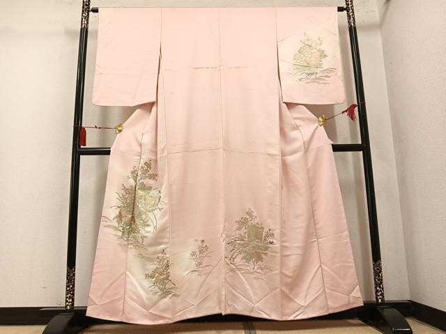 平和屋着物●訪問着　御所車花文　暈し染め　金銀彩　正絹　逸品　AABM1247ph