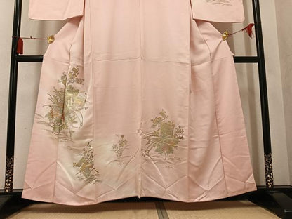 平和屋着物●訪問着　御所車花文　暈し染め　金銀彩　正絹　逸品　AABM1247ph