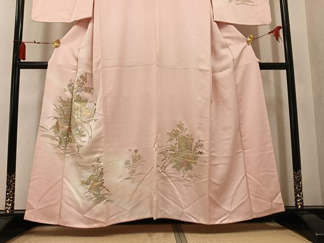 平和屋着物●訪問着　御所車花文　暈し染め　金銀彩　正絹　逸品　AABM1247ph