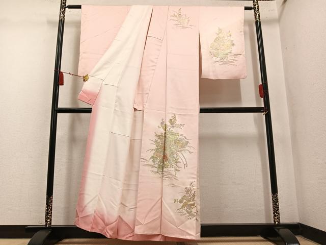 平和屋着物●訪問着　御所車花文　暈し染め　金銀彩　正絹　逸品　AABM1247ph