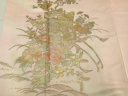 平和屋着物●訪問着　御所車花文　暈し染め　金銀彩　正絹　逸品　AABM1247ph