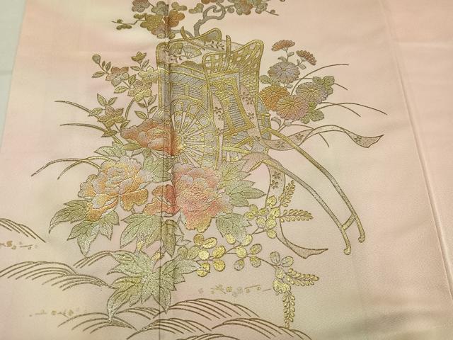 平和屋着物●訪問着　御所車花文　暈し染め　金銀彩　正絹　逸品　AABM1247ph