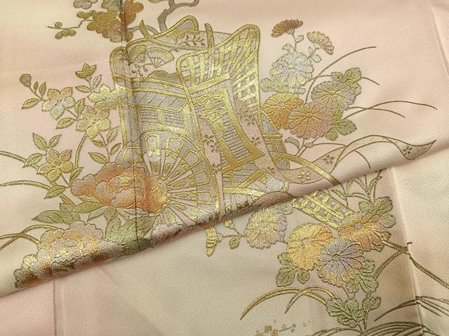 平和屋着物●訪問着　御所車花文　暈し染め　金銀彩　正絹　逸品　AABM1247ph