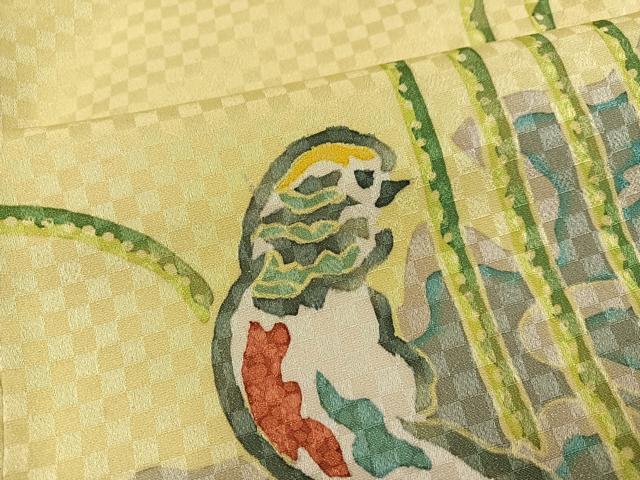 平和屋着物●訪問着　群れ鳥　金通し地　正絹　逸品　AABM1248ph