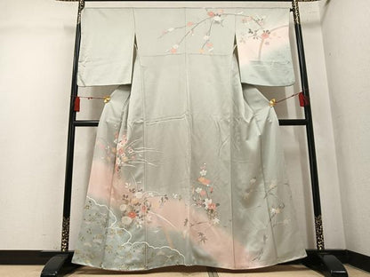 平和屋着物●訪問着　枝花文　暈し染め　正絹　逸品　AABM1251ph