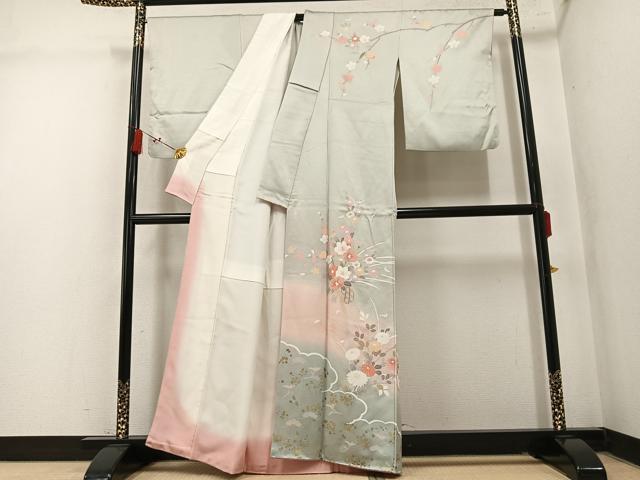 平和屋着物●訪問着　枝花文　暈し染め　正絹　逸品　AABM1251ph