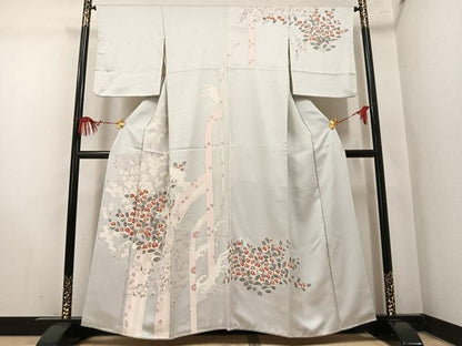 平和屋着物●訪問着　立波枝花文　正絹　逸品　AABM1252ph
