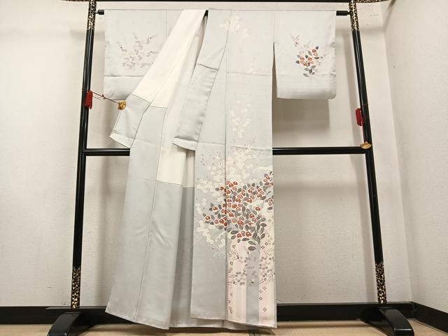 平和屋着物●訪問着　立波枝花文　正絹　逸品　AABM1252ph