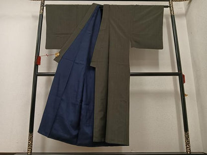 平和屋着物●男性　紬　縞　正絹　逸品　AABM1254ph
