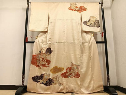 平和屋着物●訪問着　駒刺繍　几帳花文　暈し染め　金彩　三越扱い　正絹　逸品　AABM1258ph