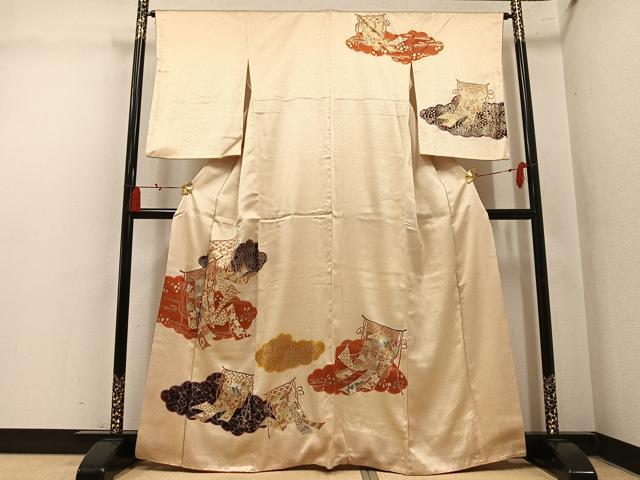 平和屋着物●訪問着　駒刺繍　几帳花文　暈し染め　金彩　三越扱い　正絹　逸品　AABM1258ph