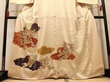 平和屋着物●訪問着　駒刺繍　几帳花文　暈し染め　金彩　三越扱い　正絹　逸品　AABM1258ph