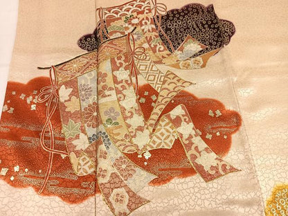 平和屋着物●訪問着　駒刺繍　几帳花文　暈し染め　金彩　三越扱い　正絹　逸品　AABM1258ph