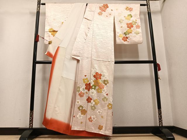 平和屋着物●訪問着　駒刺繍　梅　金彩　正絹　逸品　AABM1259ph