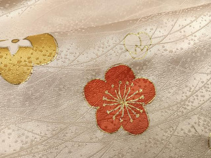 平和屋着物●訪問着　駒刺繍　梅　金彩　正絹　逸品　AABM1259ph