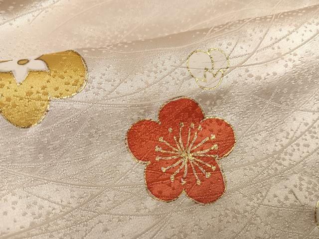 平和屋着物●訪問着　駒刺繍　梅　金彩　正絹　逸品　AABM1259ph