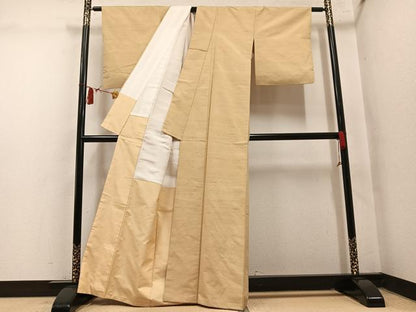 平和屋着物●上質な紬　色無地　枯色　正絹　逸品　AABM1260ph
