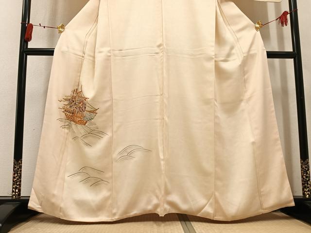 平和屋着物●訪問着　駒刺繍　船　正絹　逸品　AABM1269ph