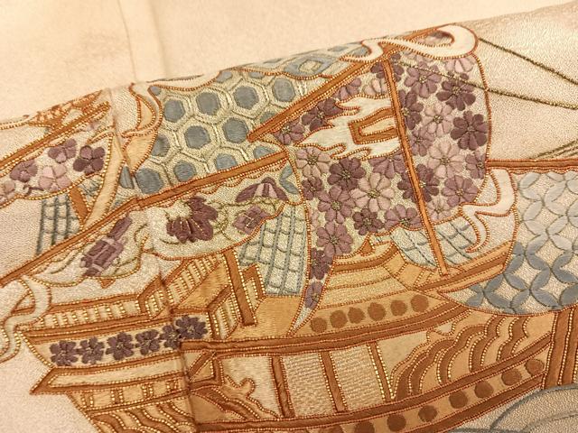 平和屋着物●訪問着　駒刺繍　船　正絹　逸品　AABM1269ph