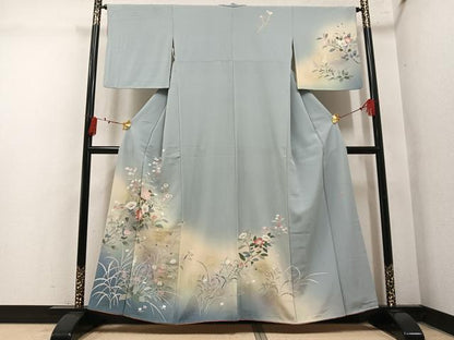 平和屋着物●訪問着　友禅　作家物　枝花文　暈し染め　金銀彩　正絹　逸品　AABM1270ph