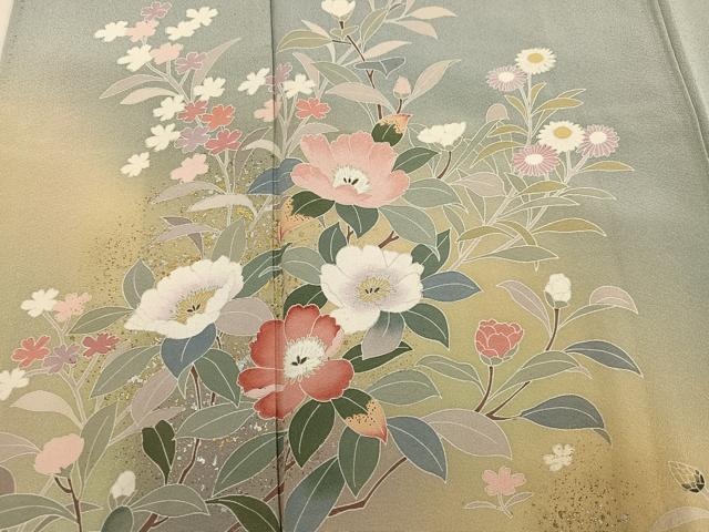 平和屋着物●訪問着　友禅　作家物　枝花文　暈し染め　金銀彩　正絹　逸品　AABM1270ph