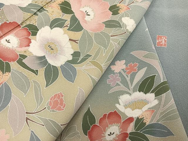 平和屋着物●訪問着　友禅　作家物　枝花文　暈し染め　金銀彩　正絹　逸品　AABM1270ph