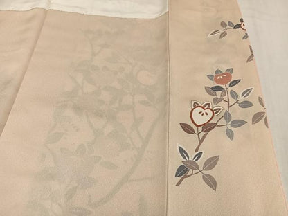 平和屋着物●訪問着　駒刺繍　扇面枝花文　暈し染め　金彩　正絹　逸品　AABM1272ph
