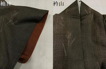 平和屋着物●本場大島紬　9マルキ　草花文　正絹　逸品　AABM1273ph