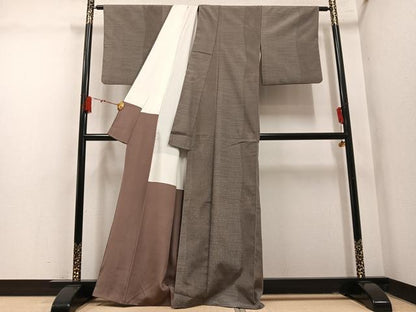 平和屋着物●上質な紬　間道　正絹　逸品　AABM1274ph