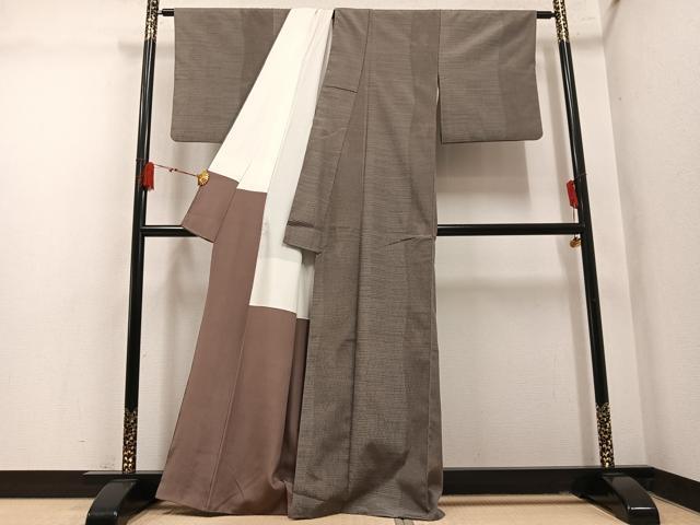 平和屋着物●上質な紬　間道　正絹　逸品　AABM1274ph